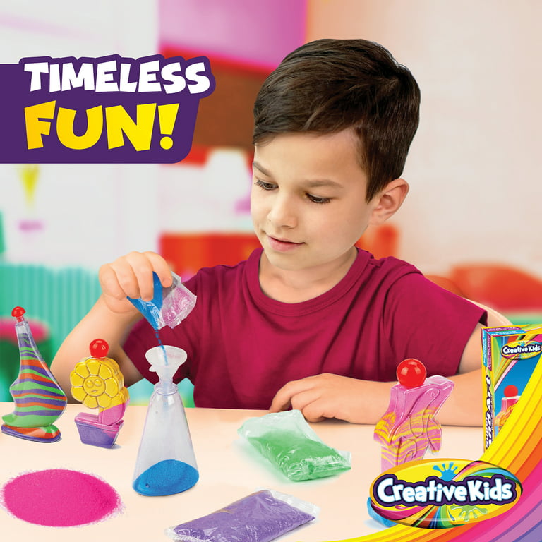 Creative Kids DIY Super Sand Art and Crafts Activity Kit for Kids – 10 x  Sand Art Bottles, 9 x Vibrant Colored Sand Bags & 1 x Glitter Bag – STEM  Playset 