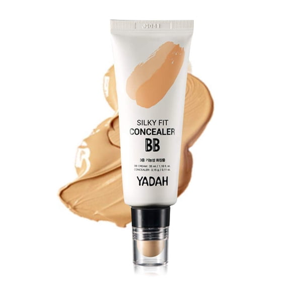 YADAH Silky Fit Corrector BB Cream (23 Beige Natural 1.18fl oz) - Maquillaje coreano 2 en 1 para una piel impecable Crema hidratante teñida para cubrir imperfecciones. Uso duradero durante todo el día