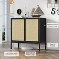 thumbnail image 4 of Brafabhome Sideboard Storage Cabinet with Rattan Decorated Doors, 6 Doors Buffet Cabinet with Storage Shelf for Living Room, Dining Room, Entryway, Kitchen | Black+Natural, 4 of 7