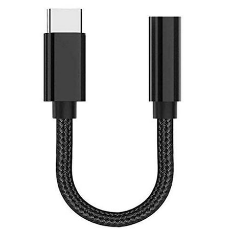 USB C to 3.5 mm Headphone Jack Adapter, DAC Hi-Res Chip, Nylon Braided USB Type C to 3.5mm Aux Audio Dongle Adapter Compatible with Pixel 2/2 XL, HTC U11 and More (Best Usb C Dongle)