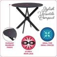 thumbnail image 4 of Atlin Designs Black Iron Metal Leg Trestle Dining Table with Marbled Top, 4 of 9
