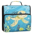 thumbnail image 2 of 3 Ring Zipper Binder with Shoulder Strap Waterproof Trapper Keeper 2 Inch D-Ring 500 Sheets Capacity Cute Turtle Swimming, 2 of 7