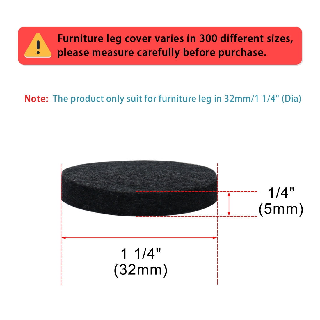 Unique Bargains 100pcs Round Self-stick Anti-scratch Furniture Felt Pads for Chair Feet