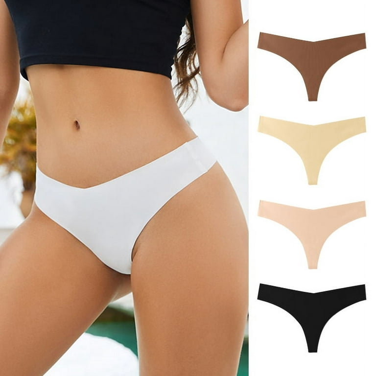 Seamless Thongs for Women No Show Thong V-waisted Stretch Breathable Sexy Panties  Underwear 