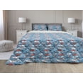 thumbnail image 1 of Narwhal Comforter & Sham Bedding Set, Underwater Life Themed Whale and Bird Feather Illustration Colorful Design, 3 pcs Duvet Set Microfiber Filling Quilt, 5 Sizes, Multicolor, by Ambesonne, 1 of 4