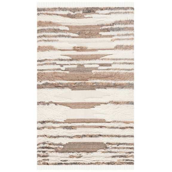 SAFAVIEH Kenya Alana Geometric Area Rug, Ivory/Brown, 4' x 6'