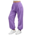 thumbnail image 5 of Sentuca Womens Sweatpants Jogger Solid Color Elastic Bottom Pants with Pockets Fashion Workout Baggy Trousers Purple S, 5 of 7
