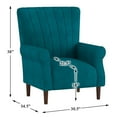 thumbnail image 6 of Carlson Teal Velvet Club Channel Tufted Back Accent Chair, 6 of 7