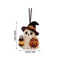 thumbnail image 3 of Hovilon Mini Handmade Knit Ghost Hanging Ornament, Cute Crochet Witch Hat Pendant with Pumpkin Bucket, Soft Cotton Car Rearview Mirror Decor, Spooky Holiday Party Bag Accessory, Fall Home Gift, 3 of 9