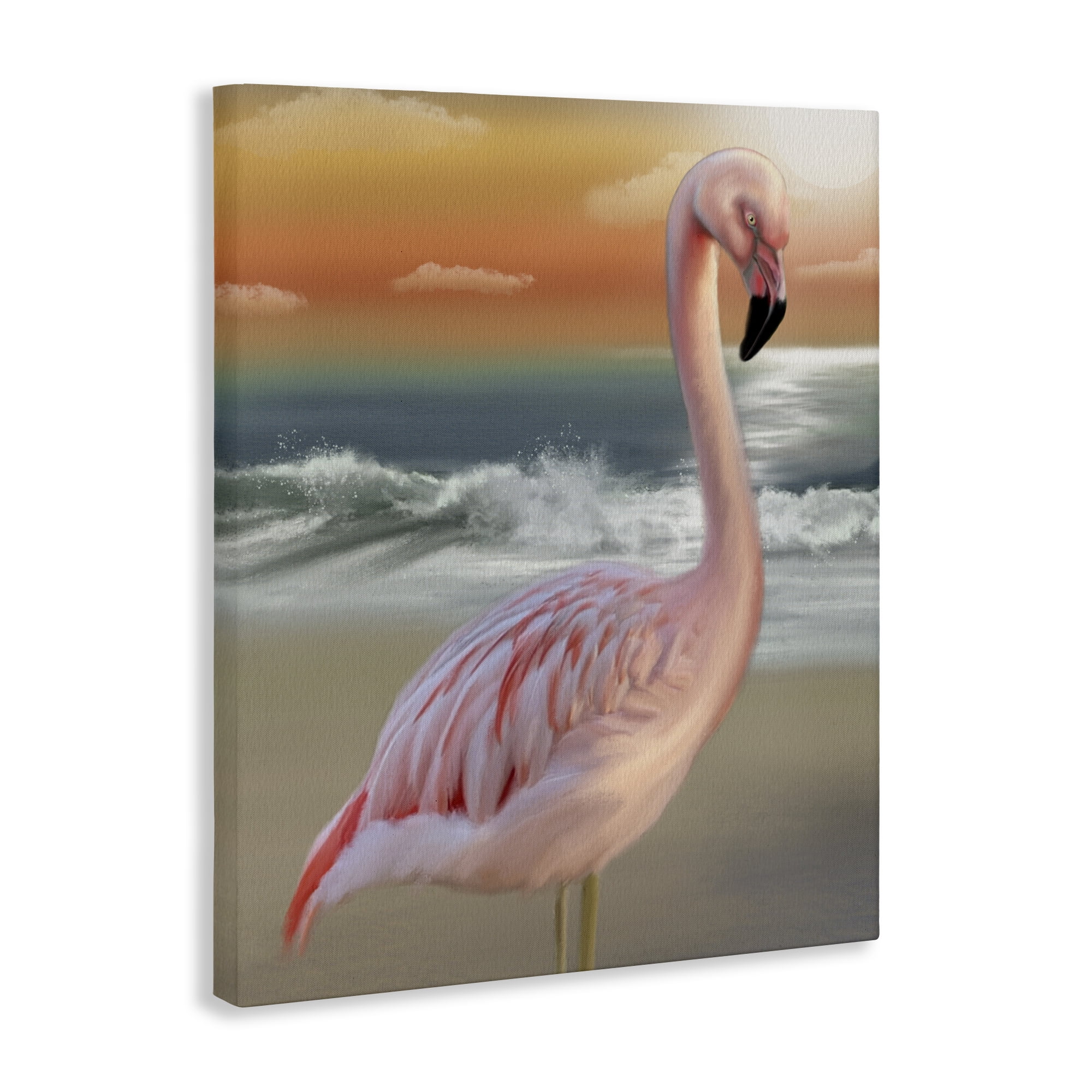 Stupell Industries Coastal Beach Flamingo Canvas Wall Art, design by Matthew Piotrowicz
