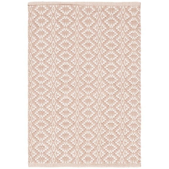 SAFAVIEH Montauk Corrine Geometric Cotton Area Rug, Ivory/Beige, 2'6" x 4'