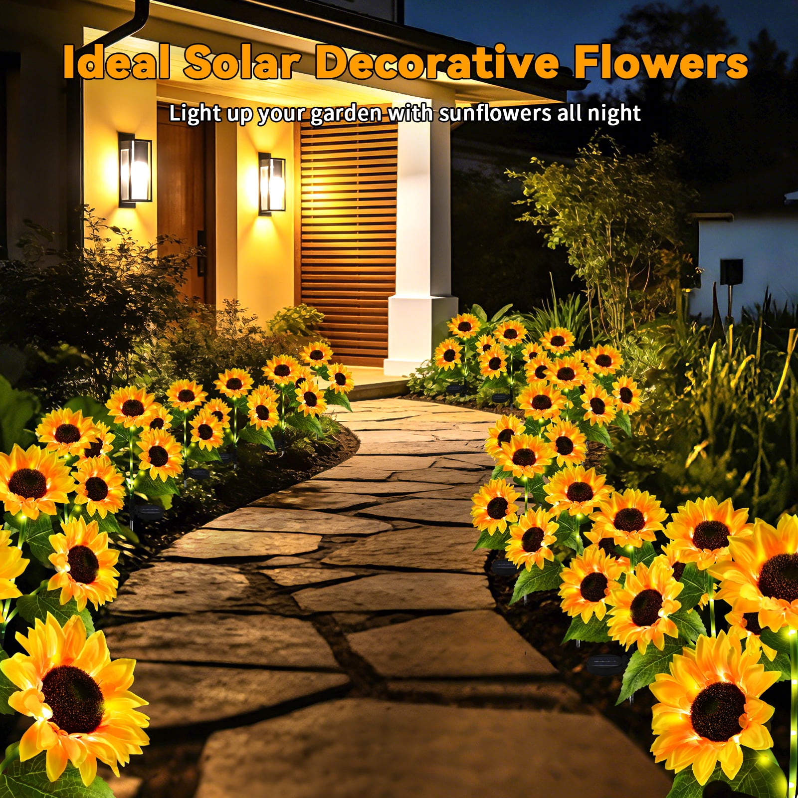 Lyacmy 4 Pack Yellow Sunflower Solar Garden Lights Outdoor, Waterproof Solar Lights for Yard Pathway Patio Outdoor Decor