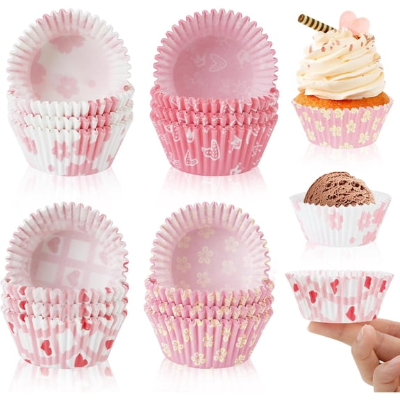 400 Pcs Pink Cupcake Liners for Baking, Baking Cups Cupcake Liner Muffin Liners Non Stick, Standard Muffin Cups Paper Liners Wrappers Greaseproof for Party Wedding Christmas Birthday
