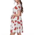 thumbnail image 2 of Balery Hand Drawn Watermelon Vestidos sueltos de manga corta para mujer, vestidos de verano 2025, vestidos casuales de corte A con vuelo., 2 of 6