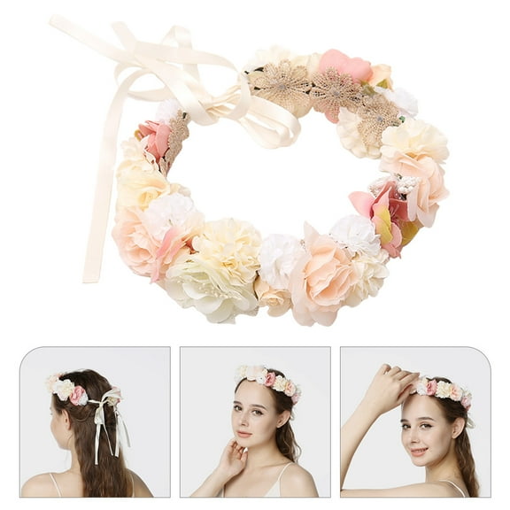 LOLIPPYY Girl Crown Floral Headband for Weddings and Parties Cloth Material Suitable for Decoration Use