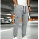 thumbnail image 5 of Pantalones largos de moda para hombre, casuales, de color sólido, con bolsillos y cremallera, cintura elástica, de poliéster., 5 of 5