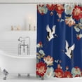 thumbnail image 2 of Blue Crane Shower Curtain Set - Long 72" x 84" Washable Bathtub Curtain with 12 Hooks, Vintage Red Teal Spring Floral Botanical Waterproof Fabric Stall Shower Curtains for Bathroom/Bathtub Décor, 2 of 6