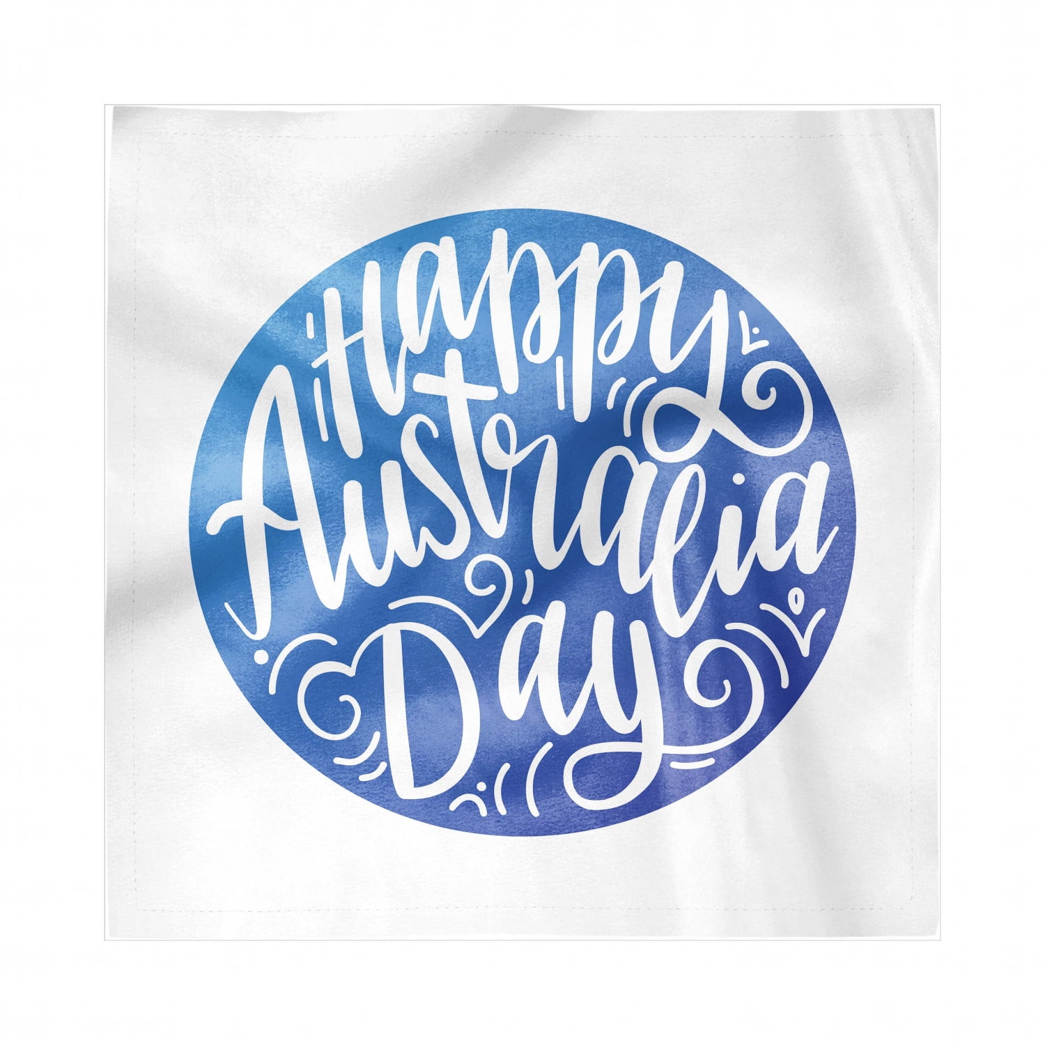 Australian Party Decorative Satin Napkins Set of 4, Happy Australia Day Calligraphy with Swirls