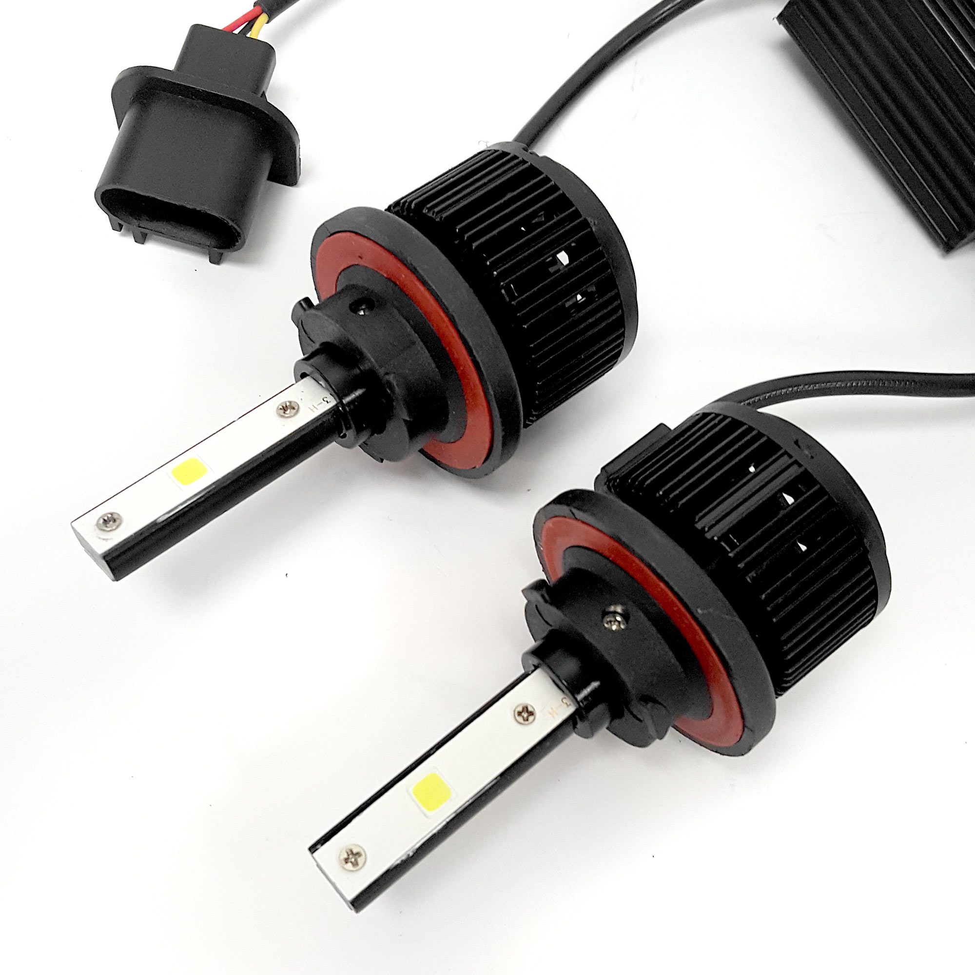 XENTEC H13 / 9008 LED Headlight Conversion Kit – 60W COB 6000K White, IP68, 12000RPM TurboFan