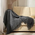 thumbnail image 4 of ROSEKIND Diamond Textured Tassel Throw Blanket, Soft Knitted Decorative Blankets 60X80inch., 4 of 6