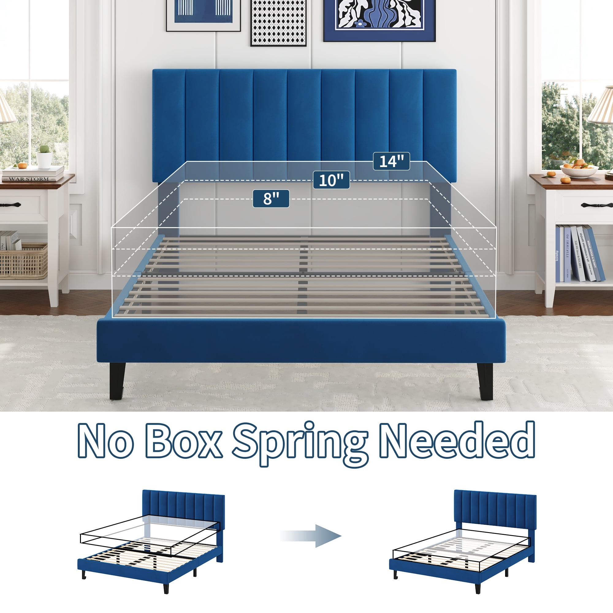 GOGRANT Adjustable Headboard Platform Bed Frame, Full