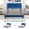 thumbnail image 4 of Velvet Upholstered Bed Frame with Adjustable Tufted Headboard, Platform Design, No Box Spring Required, Easy to Assemble, 4 of 8
