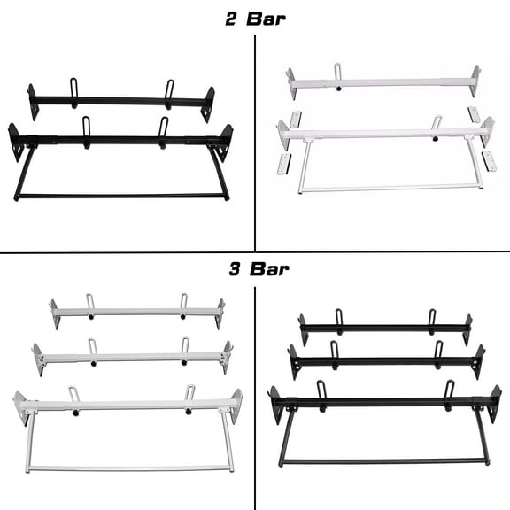 AA-Racks Steel Fullsize Van Two Bar Ladder Roof Rack With Rear Cargo Roller - Black (RX27-BLK)