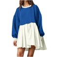 thumbnail image 1 of PENGXIANG Robe Ligne A avec Col et Couleur Contrastée pour Femmes Style Décontracté de Printemps, 1 of 2