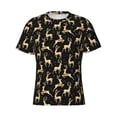thumbnail image 4 of Vsdgher Christmas Gold Deers Print Men's Dry Fit Mesh Athletic Shirts Moisture Wicking Tennis T-Shirt Tops, 4 of 8