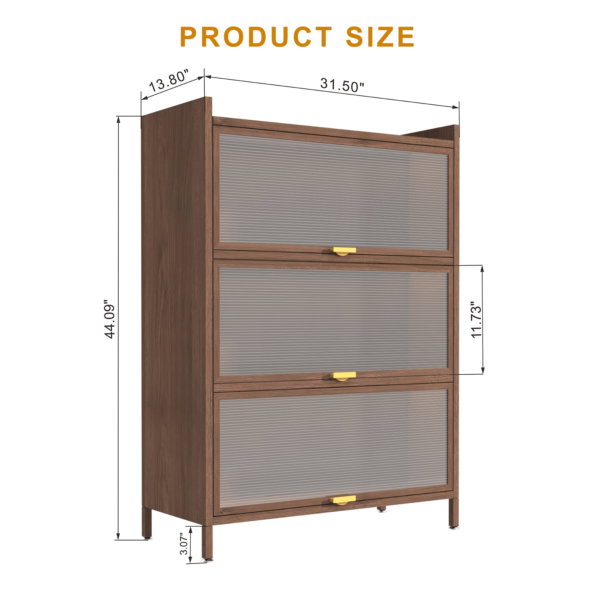 Mintazer Metal Pantry Cabinet, Storage Cabinet with 3 Flip Doors for Kitchen, Living Room, Dining Room, Office, Brown