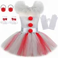 thumbnail image 4 of Disfraz de Pennywise de Halloween para niños, vestido de tutú de Joker gris y payaso espeluznante, ropa elegante para niñas para fiesta de carnaval, vestidos de tul, 4 of 5