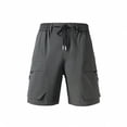 thumbnail image 4 of CHGBMOK Mens Cargo Shorts Athletic Workout Shorts Solid Color Drawstring Elastic Casual Shorts Summer Beach Vacation Shorts Pants, 4 of 7