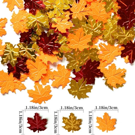 45G Thanksgiving Confetti Fall Confetti Maple Leaf Shape Autumn Glitter Metallic Foil Table Scatters Confetti for Thanksgiving Decorations Thanksgiving Maple Leaf Confetti Party Sets
