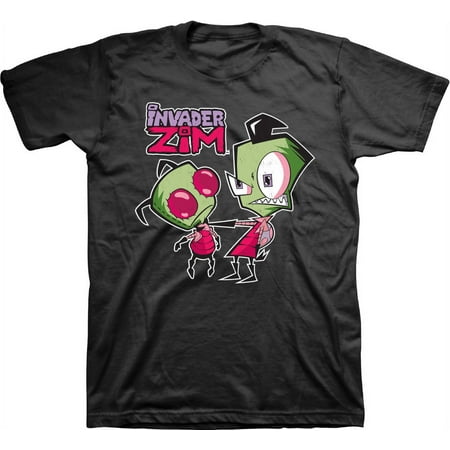 Mens Nickelodeon Invader Zim Shirt - Retro Nick Invader Zim tee - Classic Nick Graphic T-Shirt (Black, X-Large)