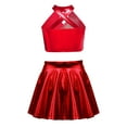 thumbnail image 2 of TTAO Kids Girls 2-Piece Latin Jazz Performance Clothes Sequins Dance Outfit Crop Top and A-Line Skirt Red 14, 2 of 3