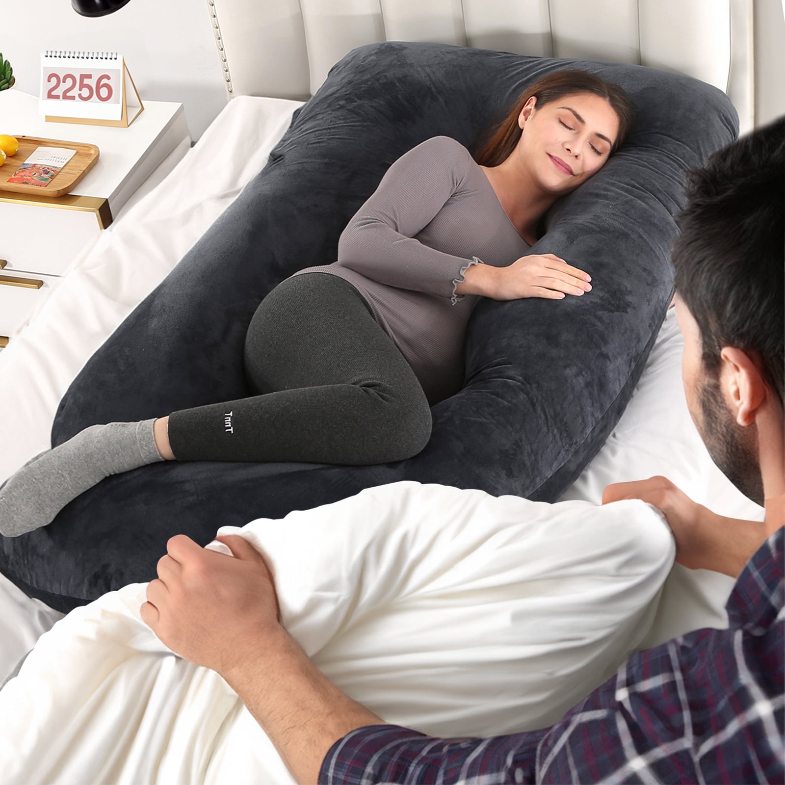 BATTOP Pregnancy Pillow,Body Maternity Pillow for Sleeping with Removable Cover,Support for Head,Back,Legs,Belly,Hips,57 Inch Body Pillow for Pregnant Women