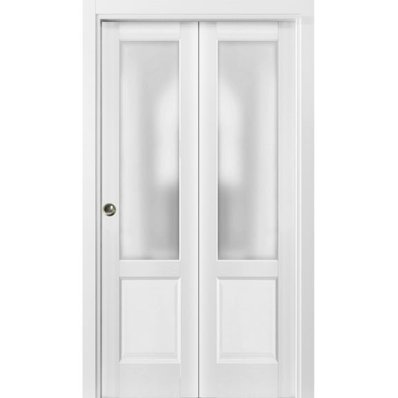 Sliding Closet Bi-fold Doors | Lucia 22 White Silk with Frosted Glass