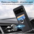 thumbnail image 3 of Carbon Fiber Patterned Case for Google Pixel 6, Wallet case with [360°Rotation Ring Kickstand] Credit Card Holder,PU Leather Shockproof Cover Women Men for Google Pixel 6, Black, 3 of 8