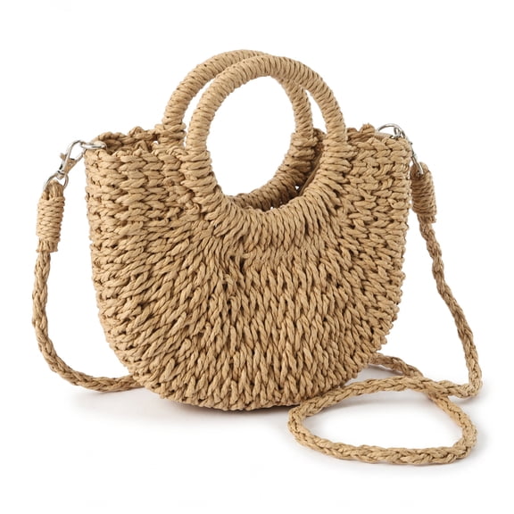 Threns Handmade Straw Clutch Purses for Women, Cloud Dumpling Woven Bag, Woven Straw Construction, Summer Beach Crossbody Shoulder Handbag for Vacation,Travel, Pool Party & Everyday Casual Style