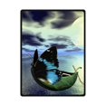 thumbnail image 1 of RYLABLUE River In The Boat Carrying Big Butterfly Fleece Blanket Throws 58x80 inches, 1 of 3