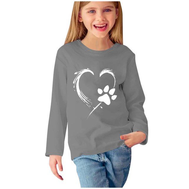 Birdeem Chemises à Manches Longues pour Filles Chemises à Manches Longues Imprimés Mignons Col Rond Hauts Blouses Décontractées Habillées Vêtements Chemises à Manches Longues pour Filles