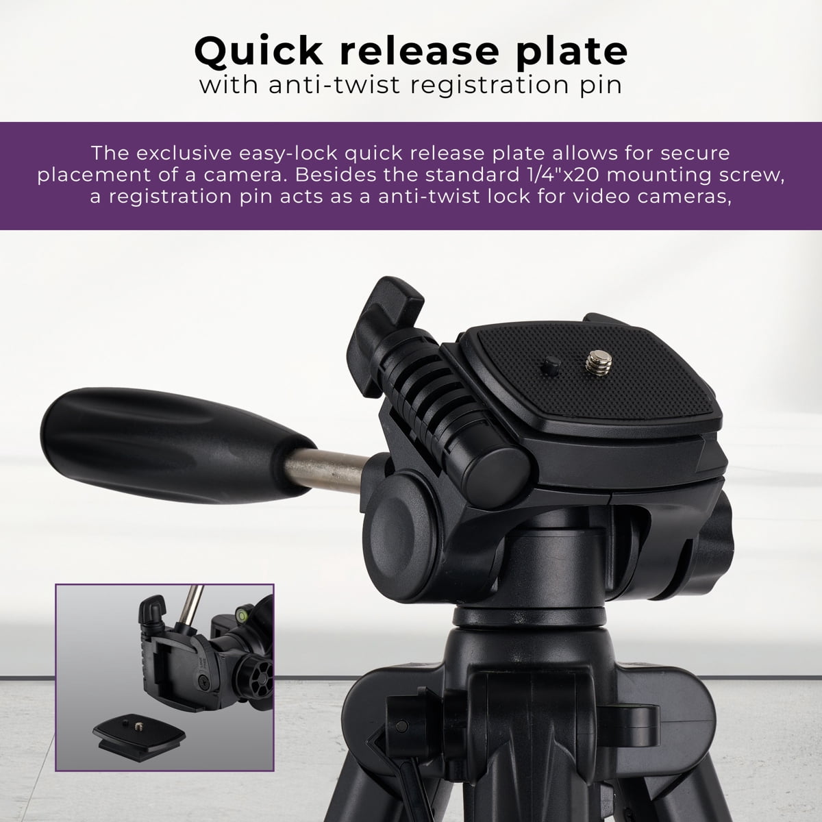 Takama Aluminum 3-Section Tripod with 3-Way Head, 58" Max Height