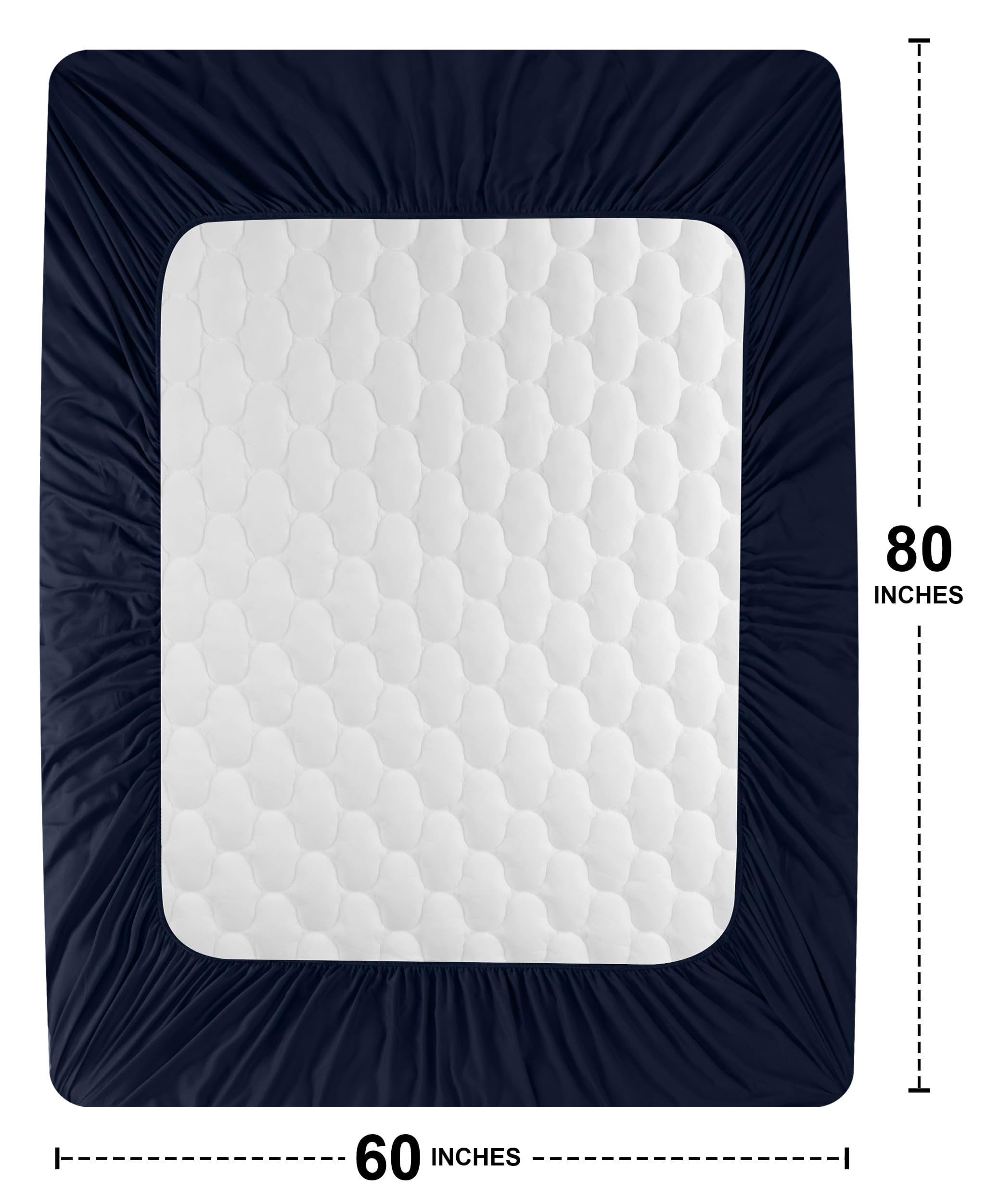 Utopia Bedding Waterproof Mattress Protector, Queen Mattress Pad, Noiseless Quilted Fitted Cover with Deep Pocket Stretches up to 16 Inches (Navy)
