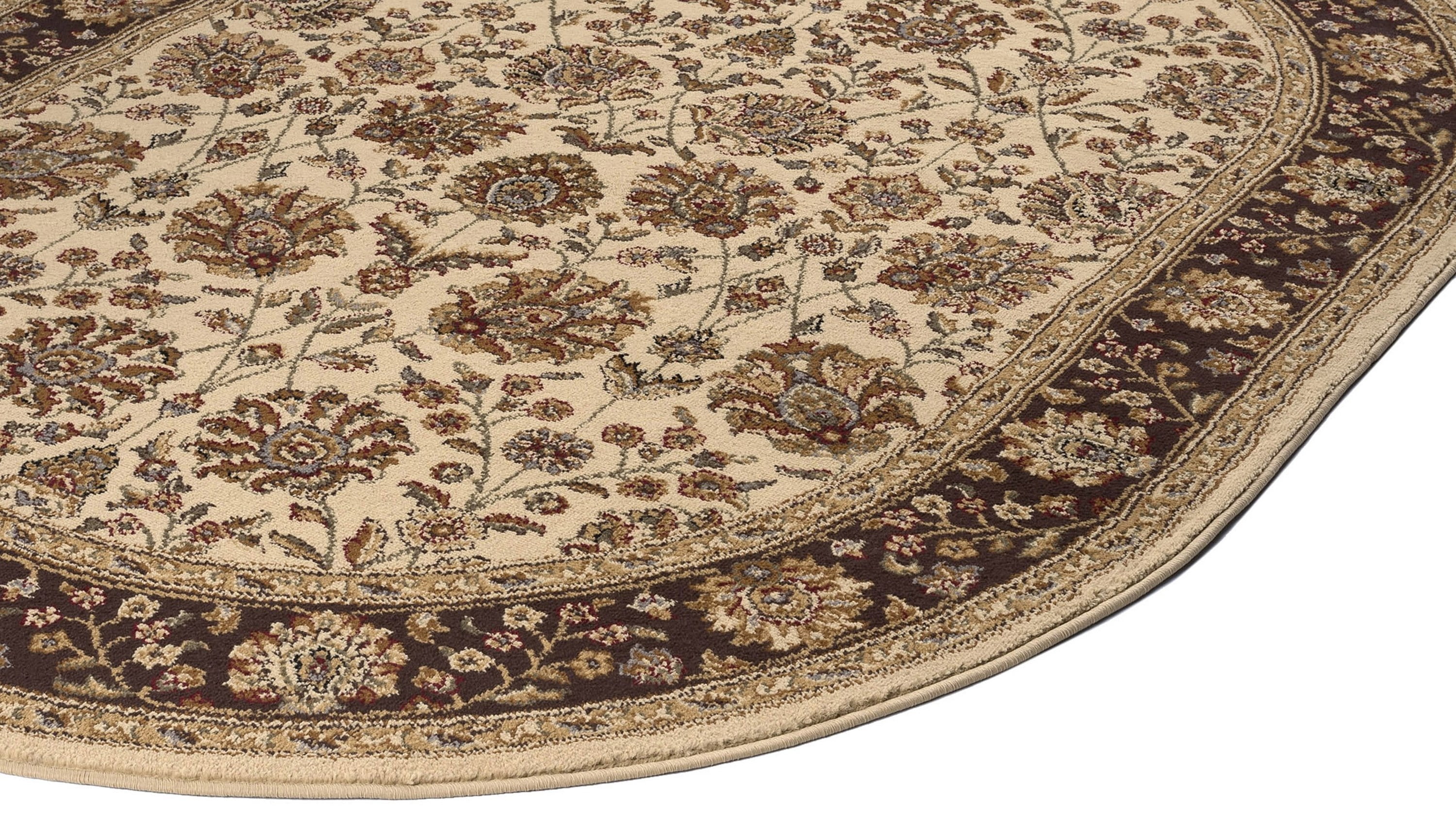 Transitional Area Rug (5'3'' x 7'3'' Oval) Floral Beige, Sage Green Living Room Easy to Clean
