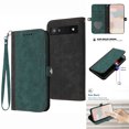 thumbnail image 1 of Mantto Wallet Case for Google Pixel 6A, Premium PU Leather Card Slots Holder Soft Silicone Shockproof Flip Folio Case with Kickstand Magnetic Clasp Handbag Wrist Strap Glossy Cover,Darkgreen, 1 of 9