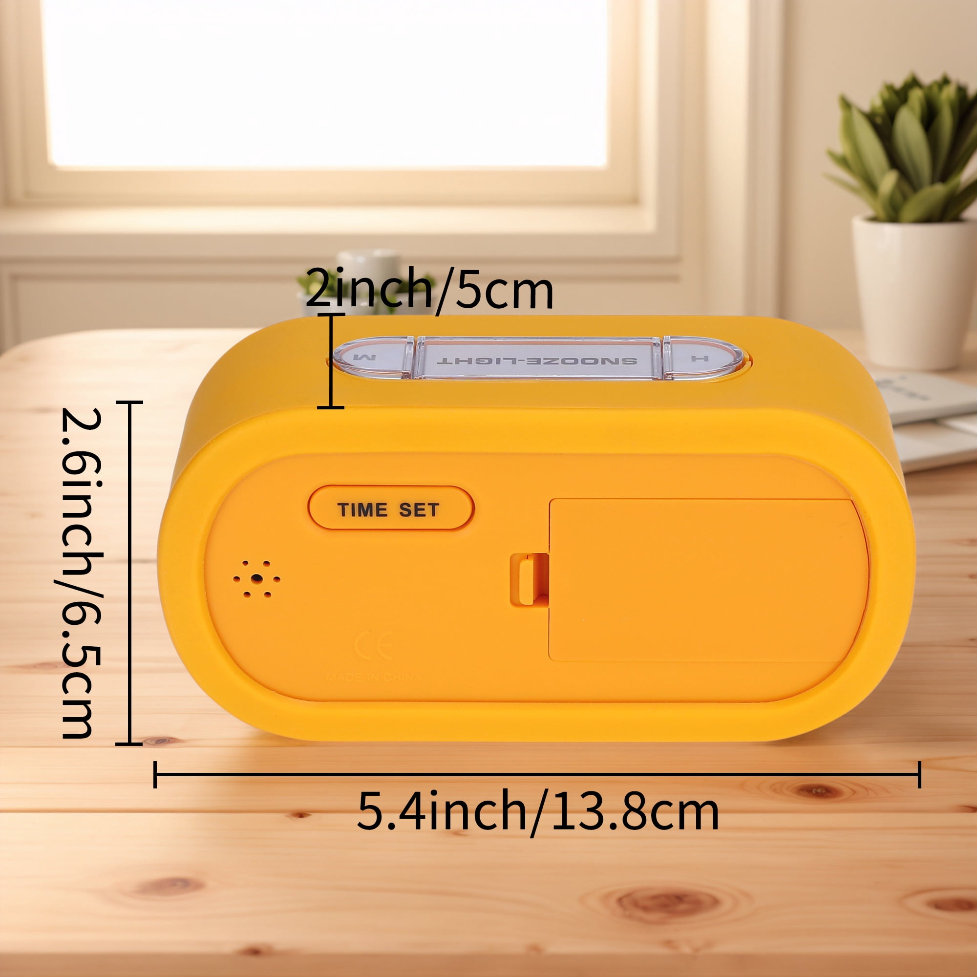 Unique Bargains Oval Digital Alarm Clock Adjustable Alarm Snooze Yellow