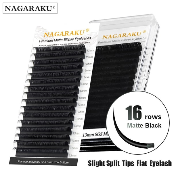 NAGARAKU ellipse Extensión De Pestañas Con Extremos Divididos Negro Mate super Suave Elipse natural De Alta Calidad Gao Jiahui unisex