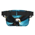 thumbnail image 3 of Saiise Sac Banane à Double Compartiment Motif Aigle Chauve Ciel Nocturne Forêt Sac de Taille Carré Réglable Mains Libres Ceinture de Course Randonnée Sécurité Voyage Bandoulière en Sergé, 3 of 9