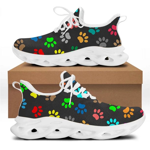 HOMDOW Zapatos veterinarios informales para mujer, diseño de marca de pata de animal veterinario, zapatillas planas ligeras con cordones