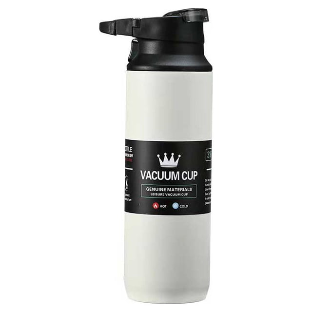 Matsuzay Taza aislada Prensa manual Frasco de vacío Portátil Hogar Escuela Camping Senderismo Interior Botella de agua al aire libre Taza Teteras Blanco 500ml
